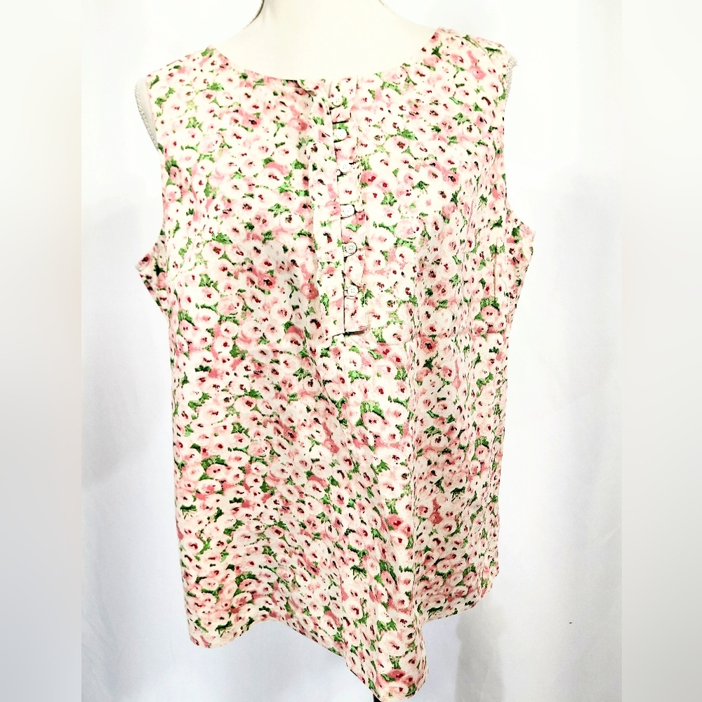 Talbots Floral Sleeveless Front Button Tank Top